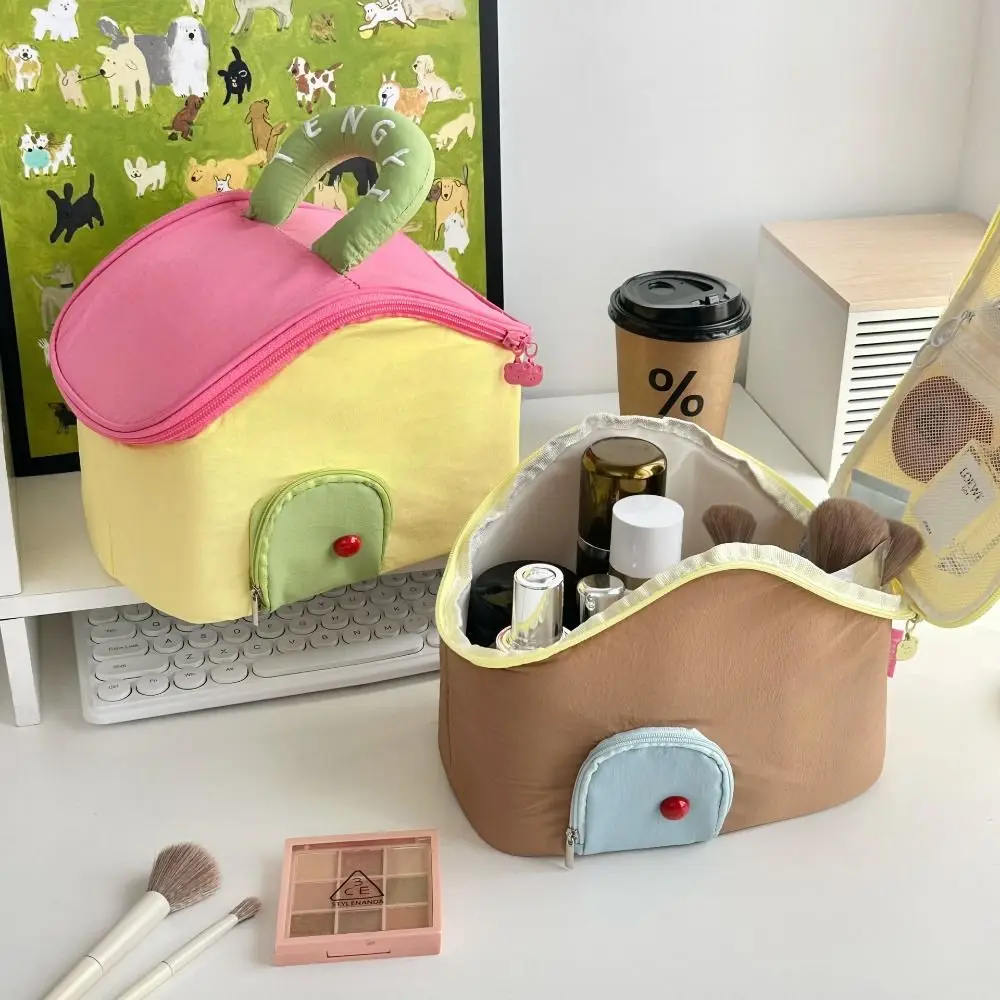 

Cute Cottage Makeup Bag Large Capacity Portable Cosmetics Storage Bag Handheld Multifunctional Cosmetic Pouch Travel