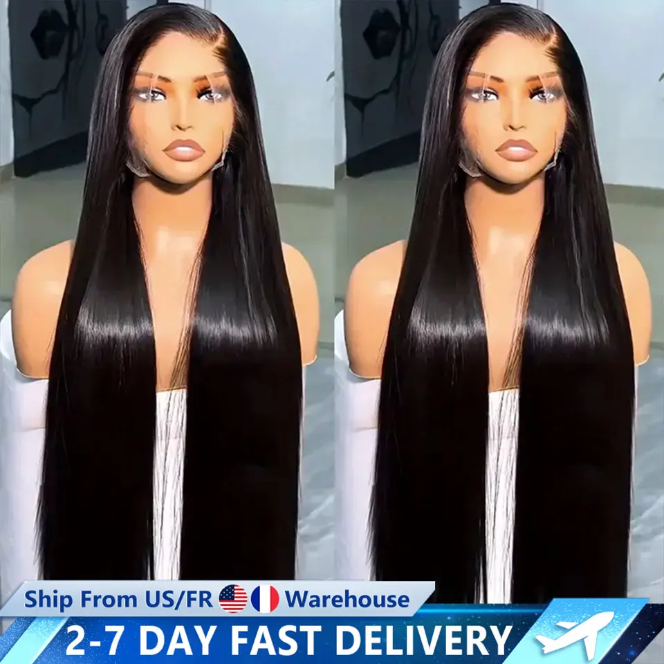 28 30 32 34 Inch 13x4 360 Straight Lace Front Human Hair Wigs Brazilian 13x6 HD Transparent Lace Frontal Wig For Women