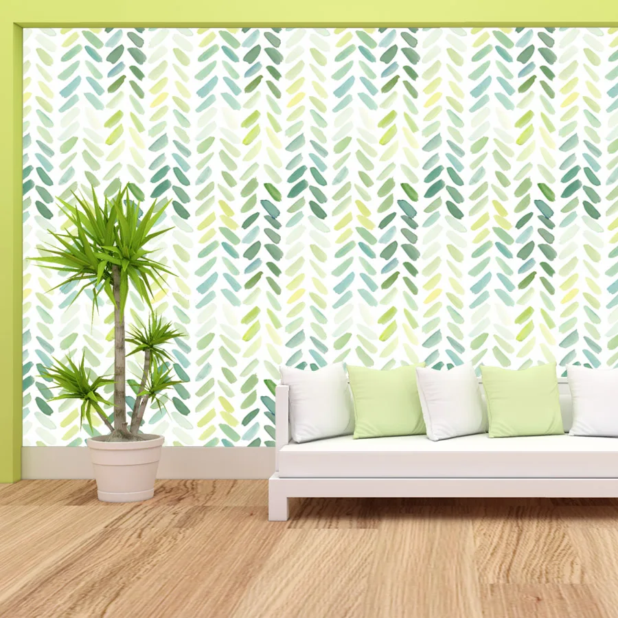 15+ Waterproof Nature Botanical Green Leaves Mural Decor, Self Adhesive Optional, Photo Wallpaper for Living Room Bedroom TV Art