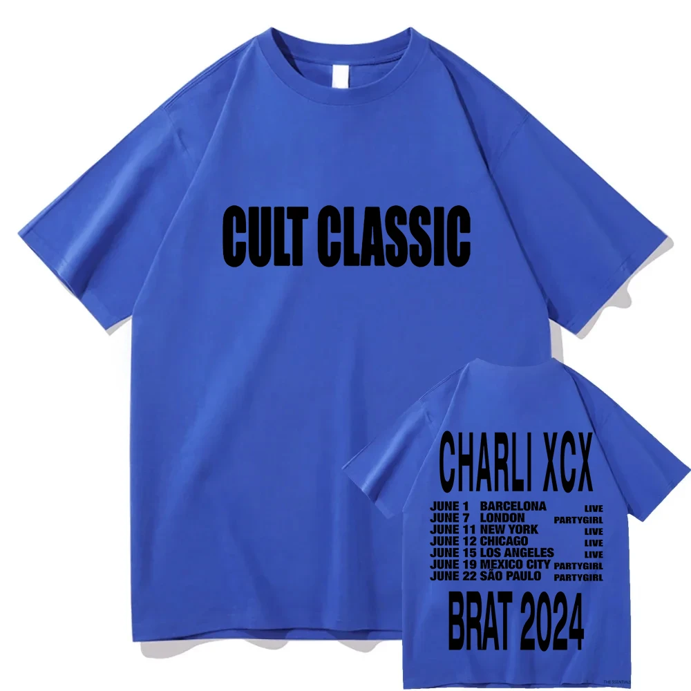 Camiseta clásica de culto Charli XCX Brat Tour 2024, camiseta Retro estética a la moda para hombre, camisetas de algodón Vintage de alta calidad Unisex