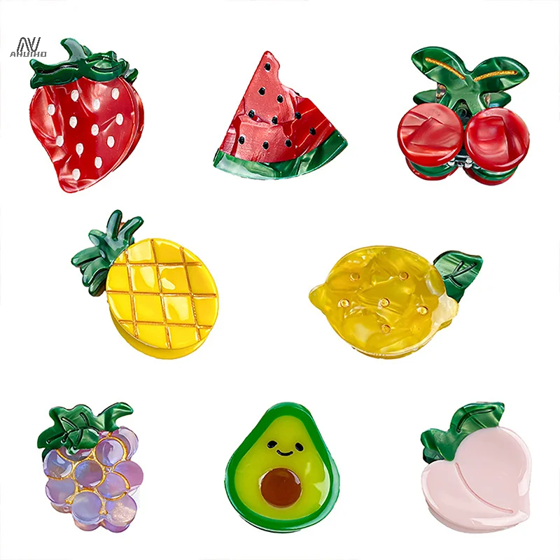 

Korea Acrylic Fruits Vegetables Strawberry Watermelon Avocado Hair Clips Claws Shark Clip Hair Grab Headdress For Women Girls