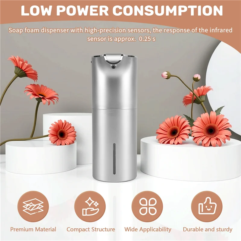 ABGR-ソープディスペンサー 自動 - タッチレス USB 充電式電動泡ソープディスペンサー 調節可能 防水 450 ML