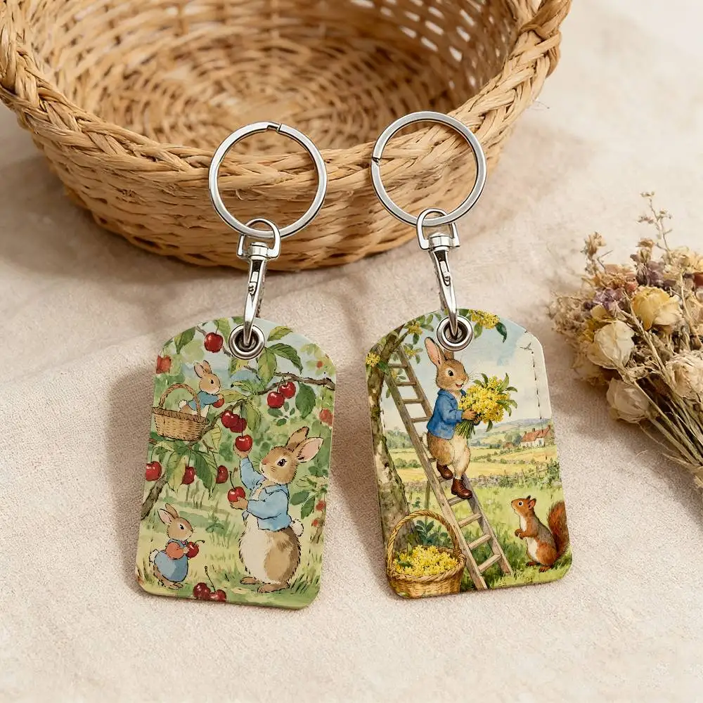 كارتون P-PeTEr-R R-RabBIt-T بطاقة وصول منزل الحافلة الغطاء الواقي سلسلة مفاتيح مستطيلة للمدرسة من جلد البولي يوريثان معرف الأكثر مبيعًا #1