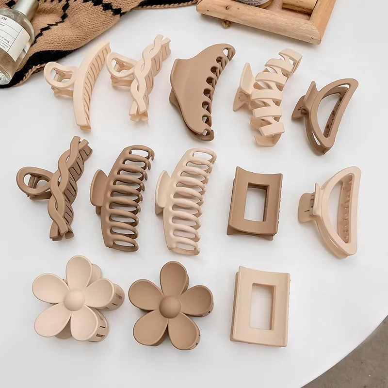 Milk Tea Coffee Color Hair Claw Grasp Clip Elegant Temperament Hair Claw Back Head Hair Grasp Hair Clip Simple Hair Accessories