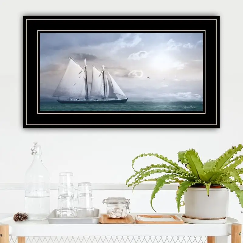 مغامرة على البحار بطباعة مؤطرة، جاهزة للتعليق مع إطار أسود #3