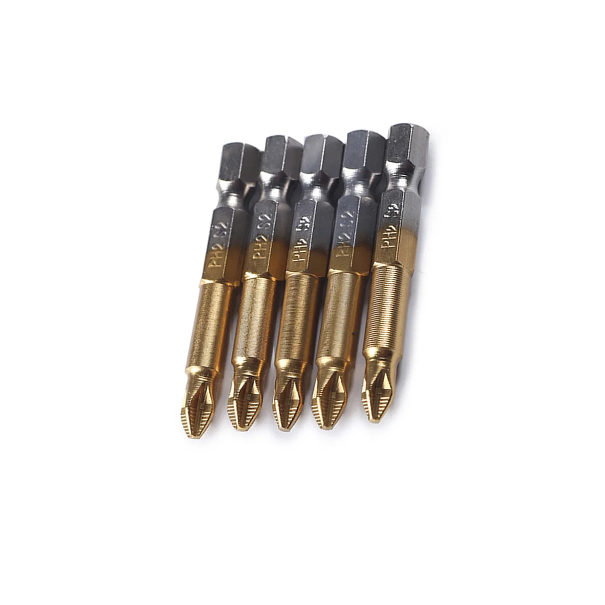 

5Pcs 50Mm Long Anti-Slip Screwdriver Bit Set Titanium Coated Hardened Steel Ph2 Magnetic for Electronic Device Repair