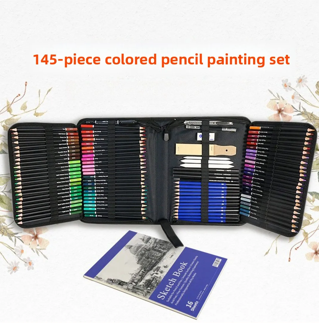 145 pcs Drawing Sketching Coloring Set Drawing Pencils & Sketching Kit Art Tool Kit Professional Art Supplies Set