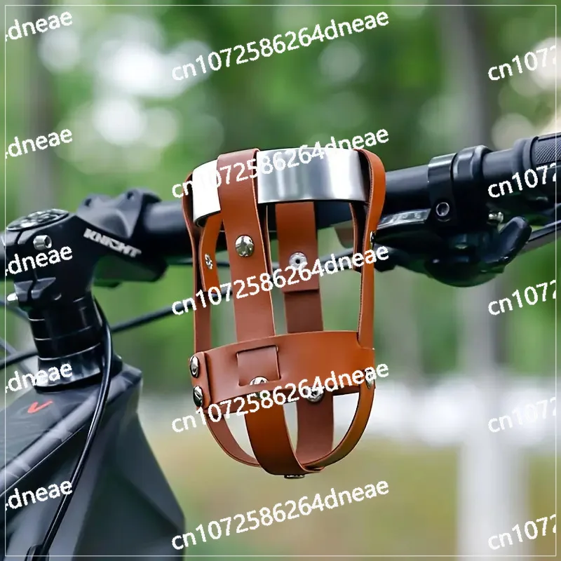 Leather Bicycle Water Bottle Holder, Electric Car Milk Tea Beverage Kettle Holder, Adjustable Universal Water Cup Holder