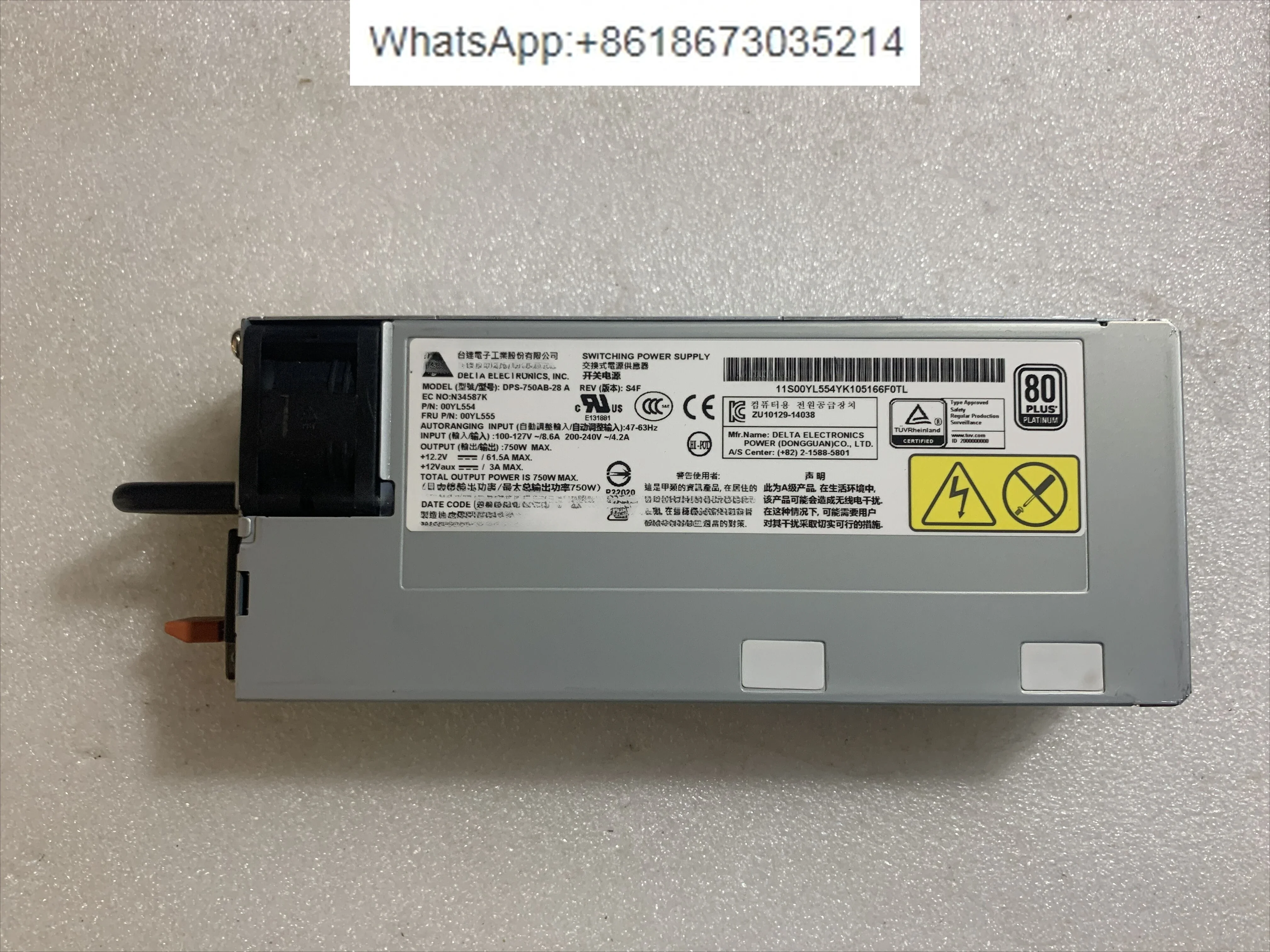 

power supply 00YL554 00YL555 DPS-750AB-28 A 750W for IBM X3650 X3550 M5