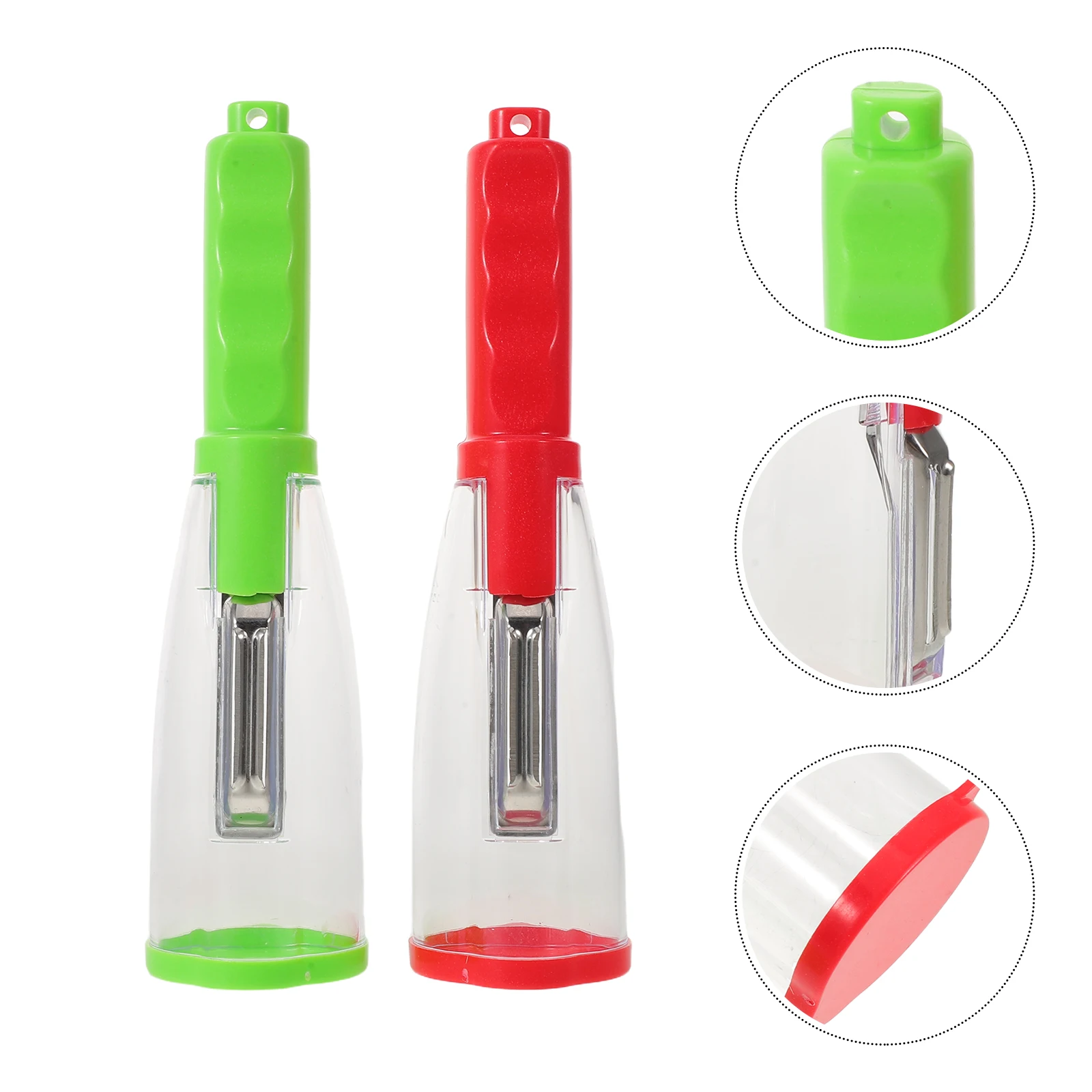 

2Pcs Vegetable Peelers with Built-in Container Stainless Steel Blade for Apple Carrot Potato Cucumber Mango Peeling Kitchen