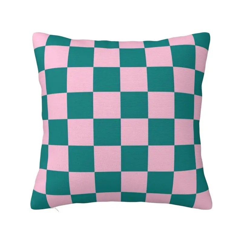 

Роскошный розовый и зеленый клетчатый узор на заказ, чехол для диванной подушки, полиэстеровая наволочка