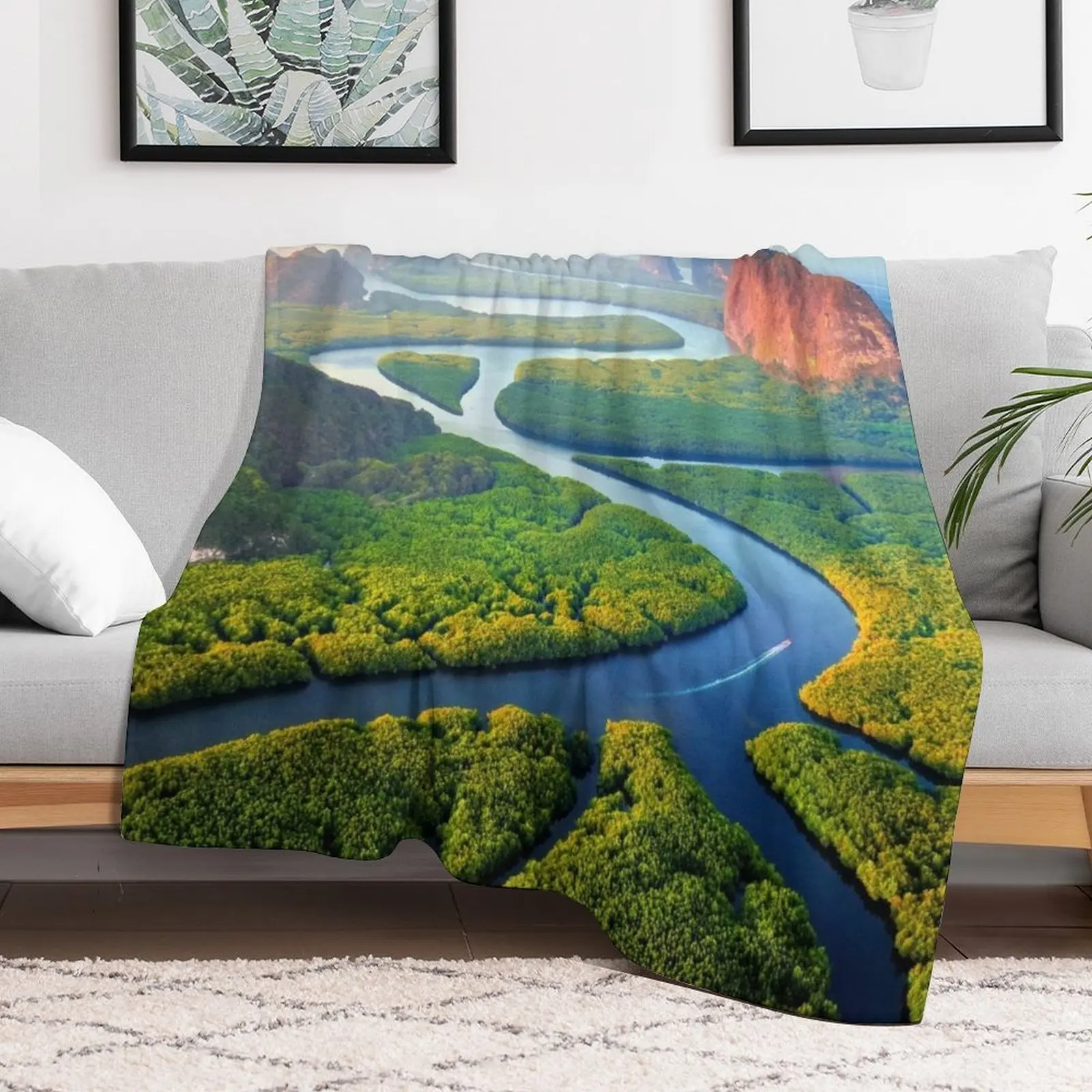 Aerial view of Phang-Nga-bay in Thailand - drone Throw Blanket Thins Custom for sofa Blankets