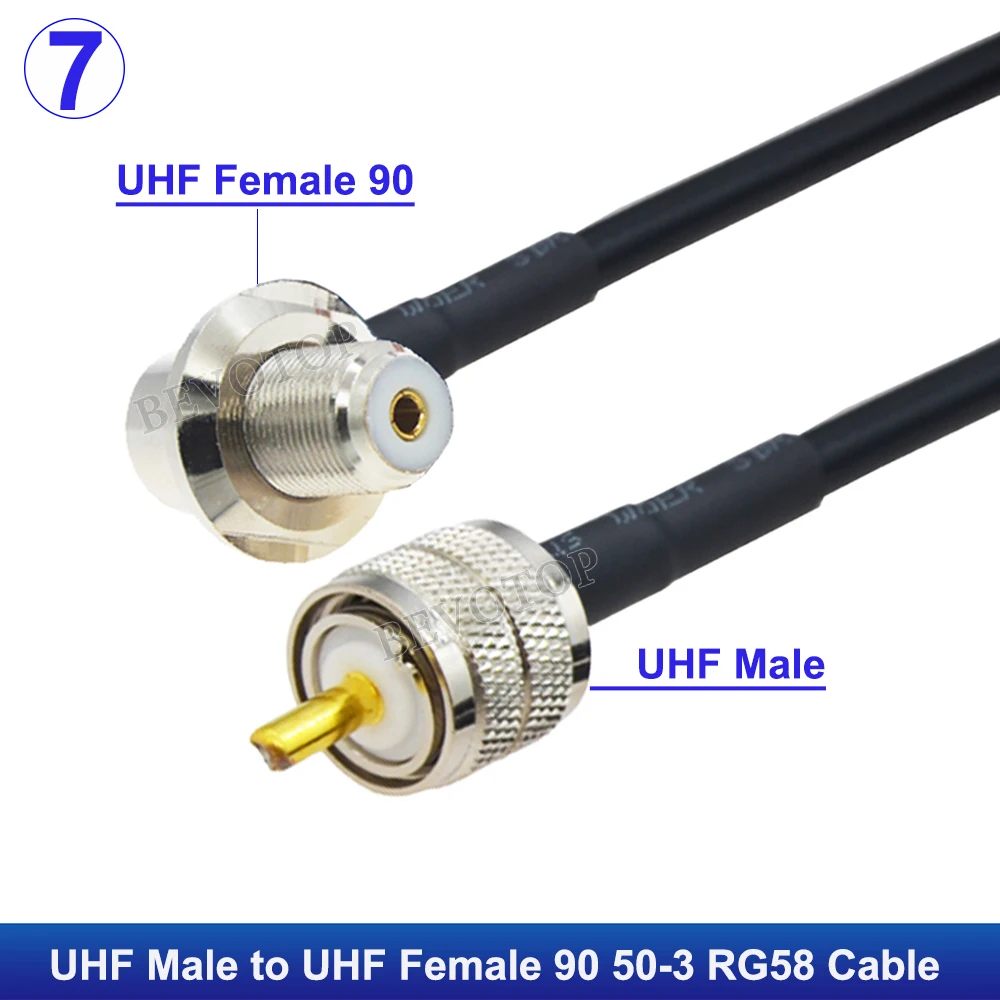 1 Stück RG58 PL259 UHF-Stecker auf SO239-Buchse UHF-Stecker/Buchse-Verbinder RG-58 RF Koaxialkabel mit Geringer Verlustrate für CB-Funk