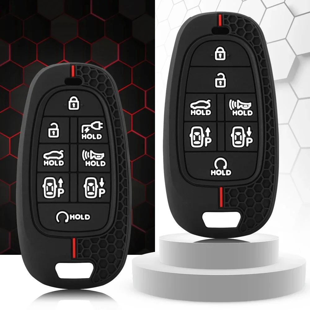 Custodia protettiva in silicone per chiave remota per Hyundai Sonata Nexo DN8 Santa Fe TM Tucson NX4 Staria Ioniq 7/8 pulsanti Accessori