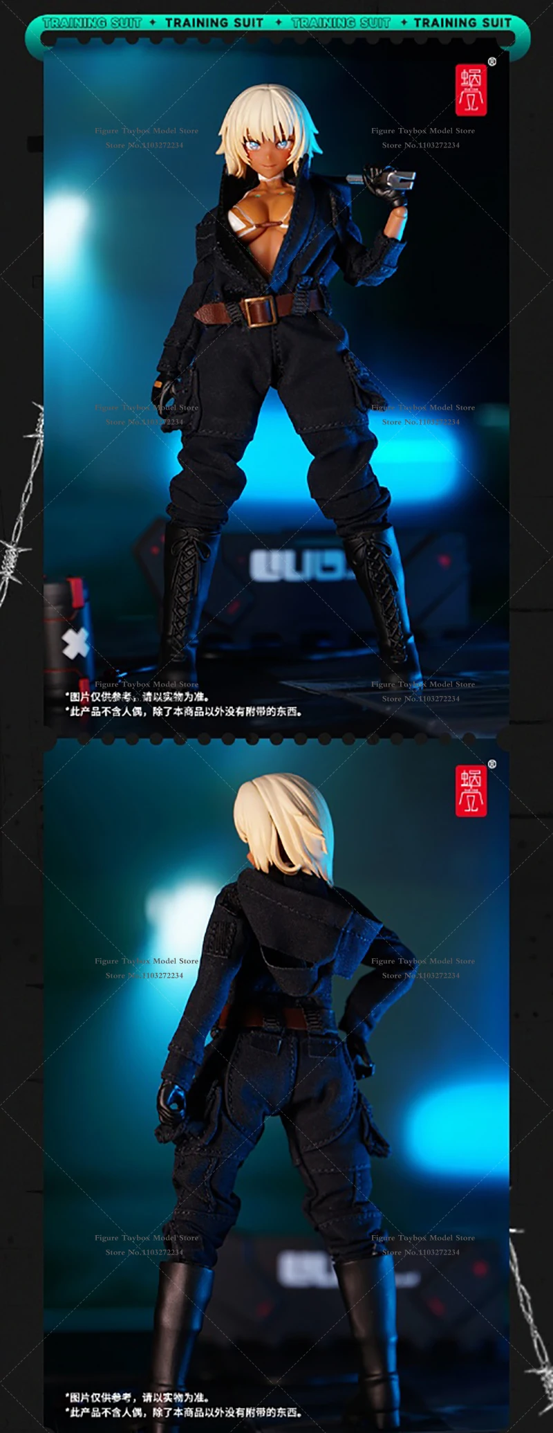 Hasuki 1/12 terno móvel menina preto limitação terno de treinamento roupas vestido brinquedos acessório para 6 polegadas figura ação decoração