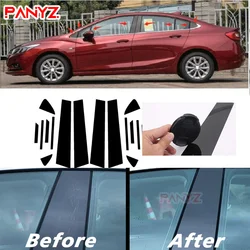 Fit For Chevrolet Cruze 2017-2021 Carbon Fiber Black Car Window Door Column BC Pillar Post Cover Trim Mirror Effect PC Sticker