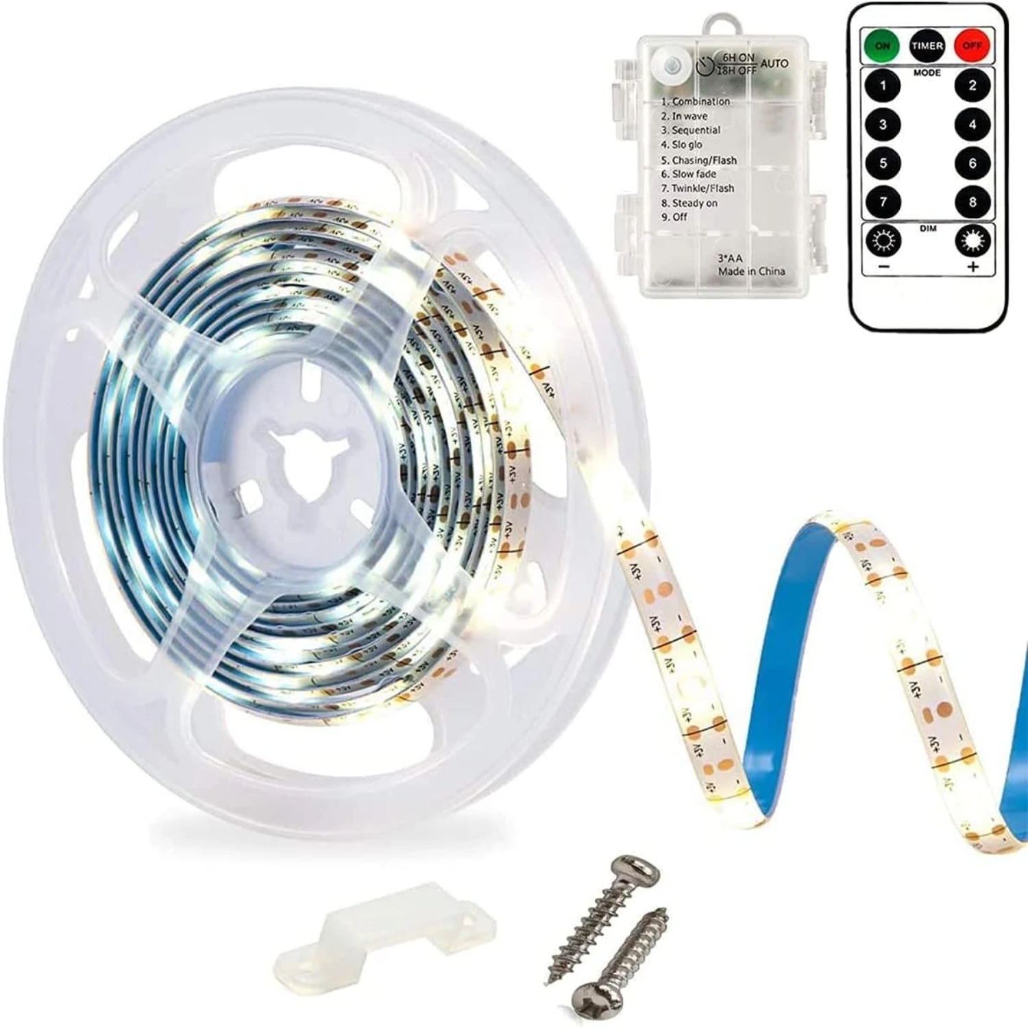 

Flexible Waterproof Dimmable Battery Operated LED Strip Lights - 9.8ft 90 LED Rope Lights with Remote Control Timer - Ideal for