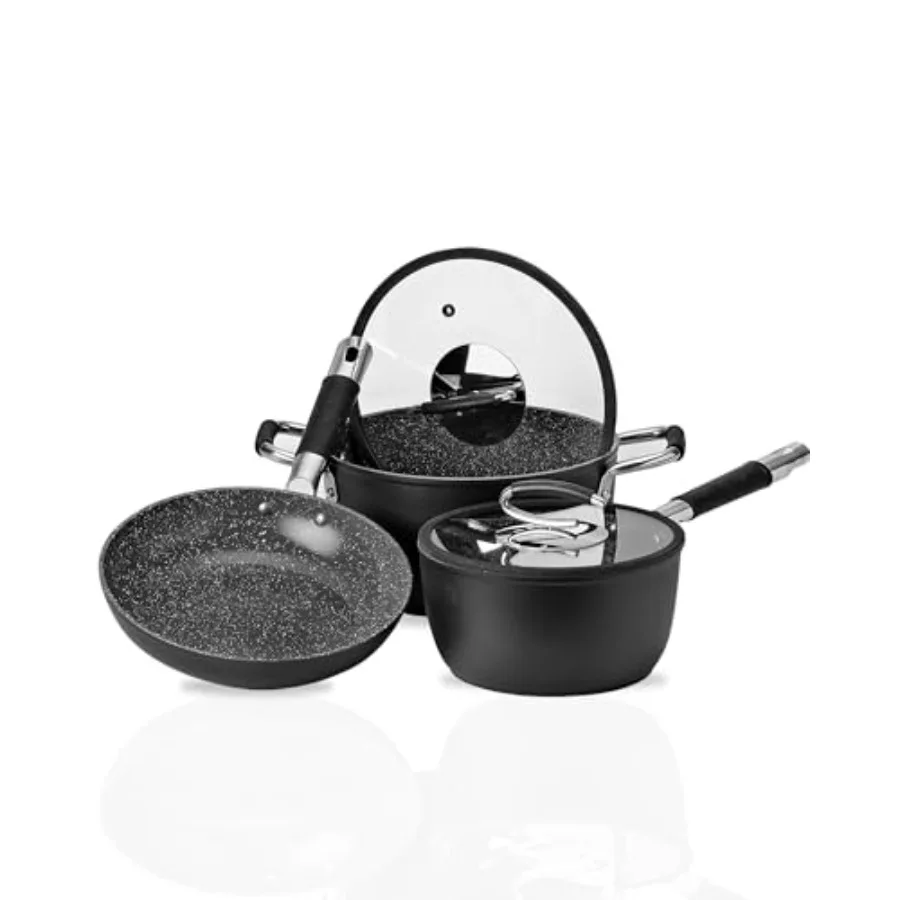 

2.6 Qt 9.5 5 Qt Nonstick Starter Bundle Saucepan with Lid Frying Pan and Dutch Oven with Lid Ideal for Induction Cooking Premiu