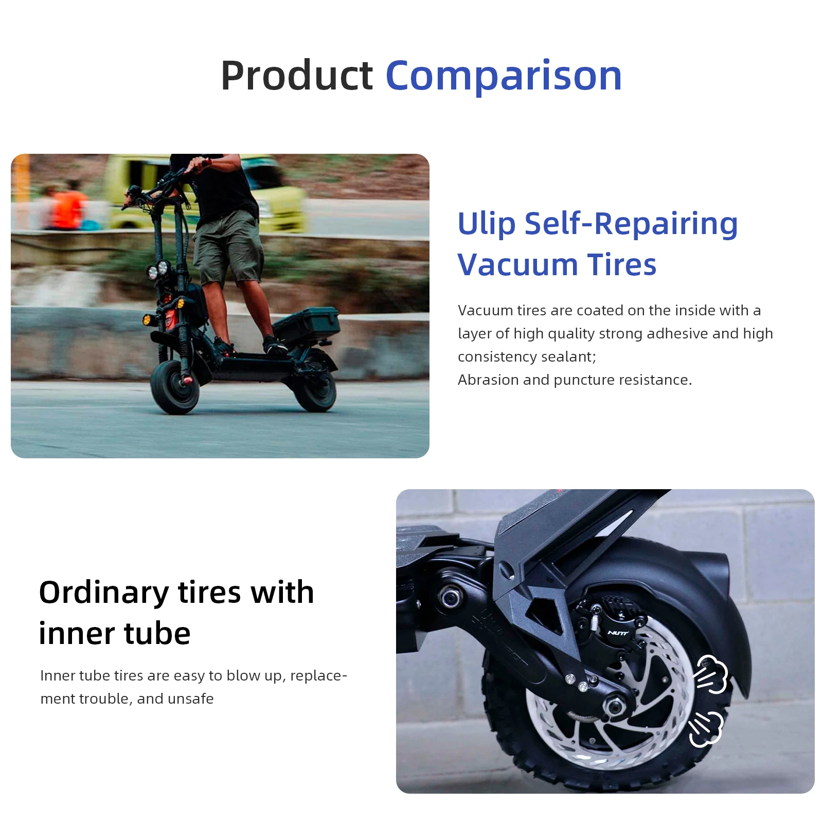 10x3 Off-Road Self-healing Tire 255x80 (80/65-6) Built-in Self-repair Glue Tubeless Tyre For Zero 10x/Kaabo/Kugoo M4 Pro Scooter