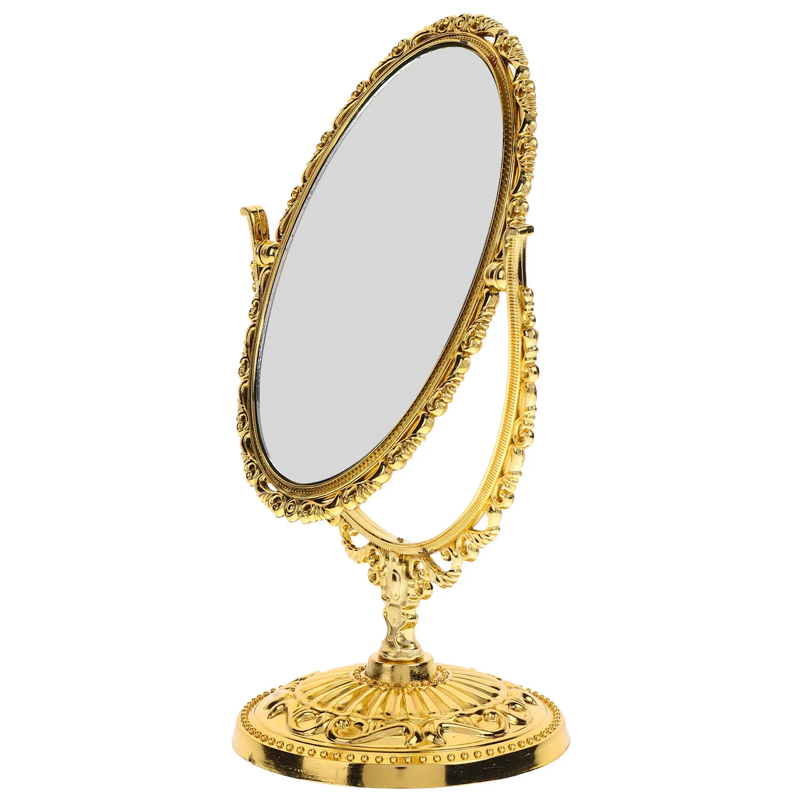 

The Circle Retro Rotating Makeup Mirror Travel Vanity with Abs Decorative for Desk
