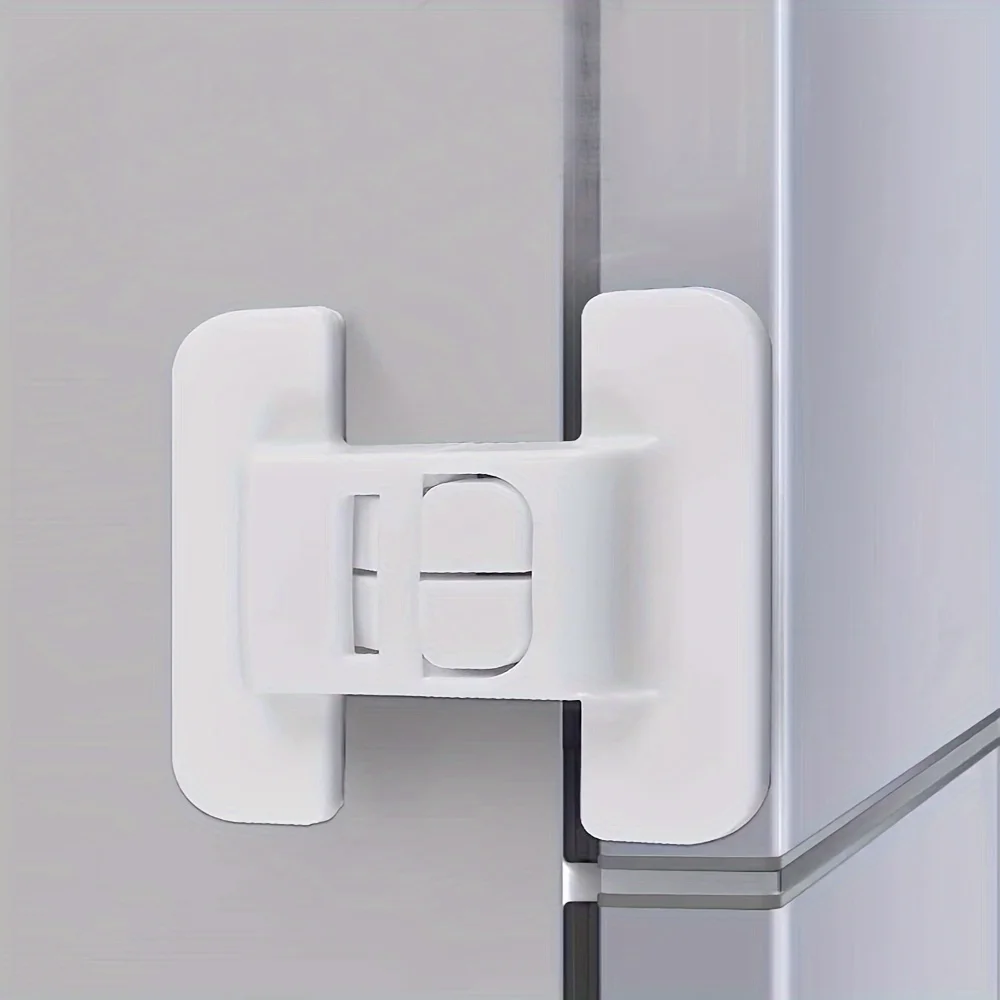 4pcs refrigerator door safety buckle, universal refrigerator drawer lock without holes, double buckle design to prevent opening