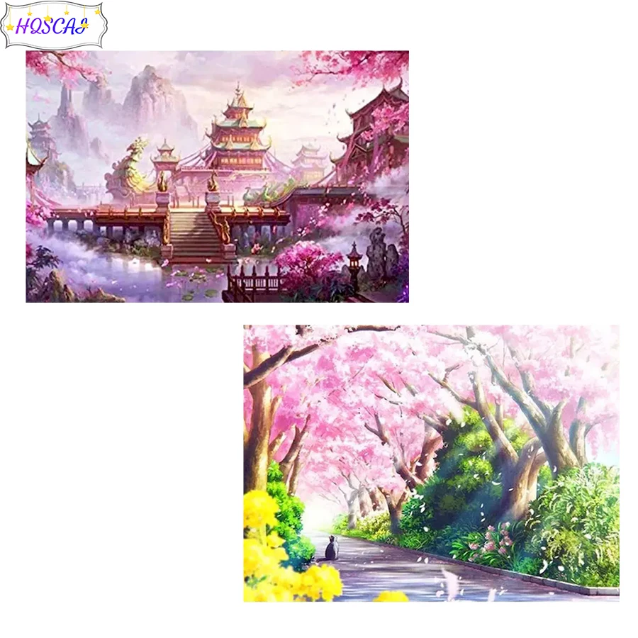 Diamond embroidery The Moon, the tree, the house, the view Modern decor mosaic diamond painting full square/round drill pictures