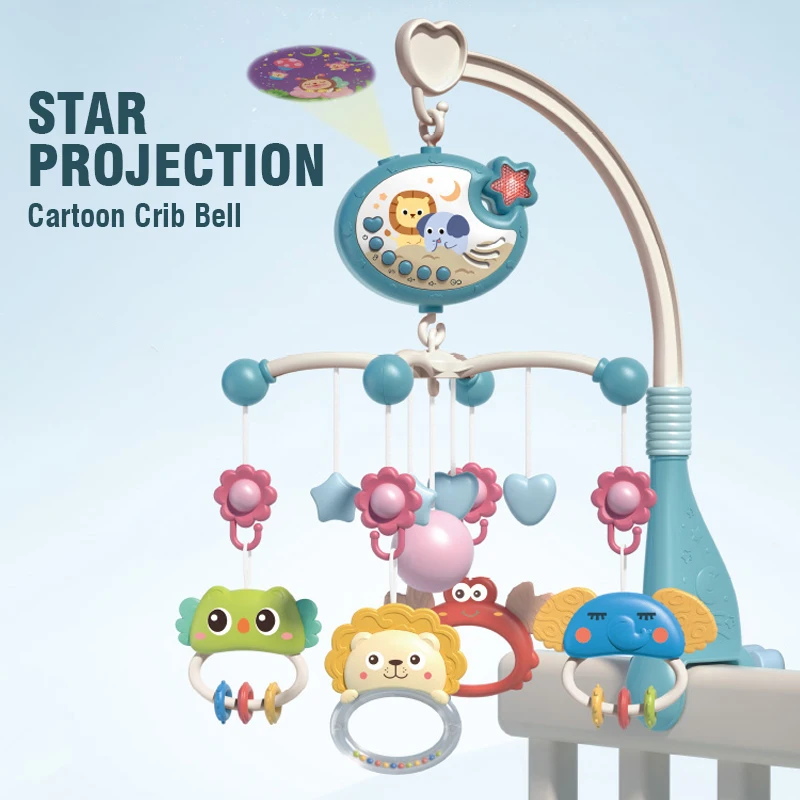 Baby Toys Crib Bell Mobile Rattles Star Projection Toddler Carousel Musical 0 6 Months Baby Accessories Newborn Bed Bell Gifts