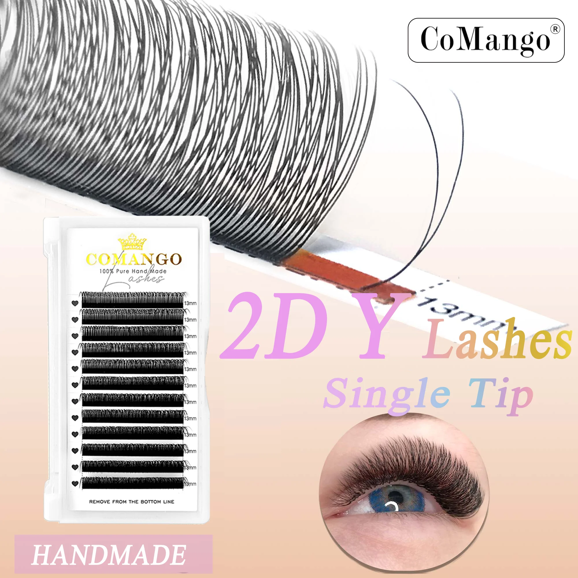 CoMango 2D Y Eyelashes Extension Premade Volume Natural YY Lashes Russian Makeup Wholesales 2D Eyelashes
