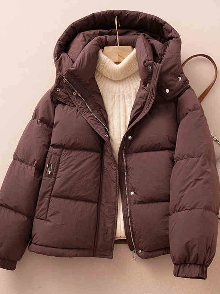 

2026 New Hooded Cotton Jaet Loose Korean Sle ort Thiened Winter Bread Coat Small Size Large Outerwear