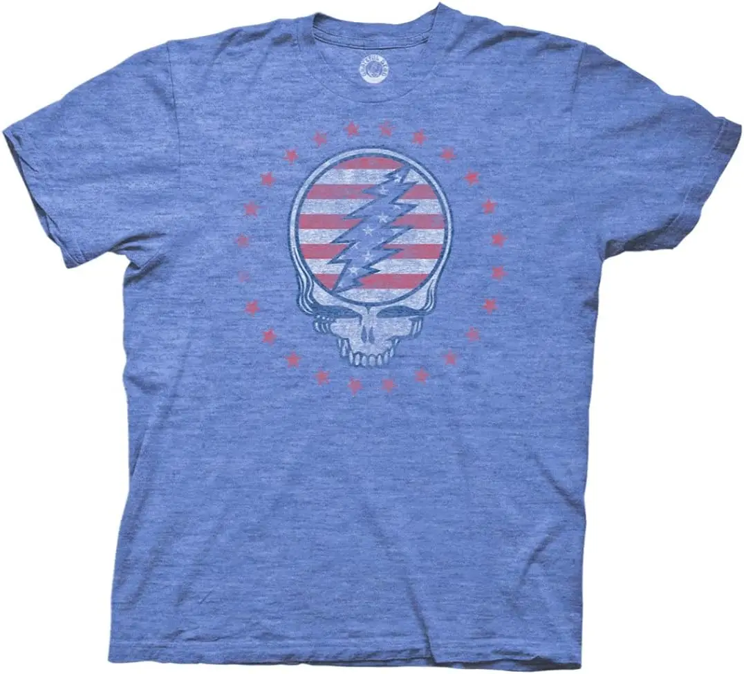 PEACE Men's Short Sleeve T-Shirt Patriotic Steal Your Face 4th of July Stealie Officially Licensed