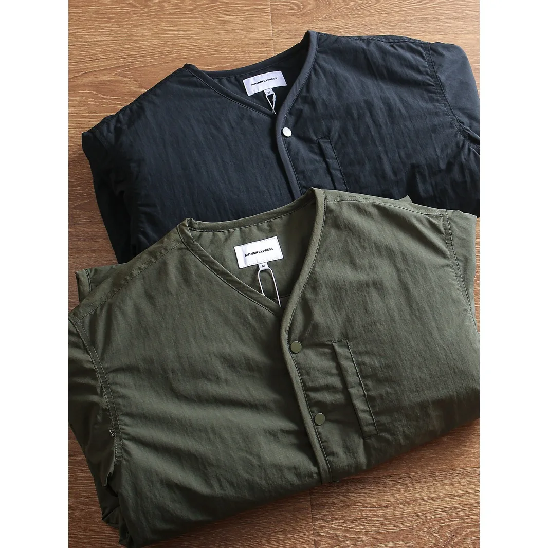 

American Retro Thiened Lightweight Cotton Jaet for Men V-Ne Casual Versatile Winter Coat Warm Sli Loose Fit Long Sl...