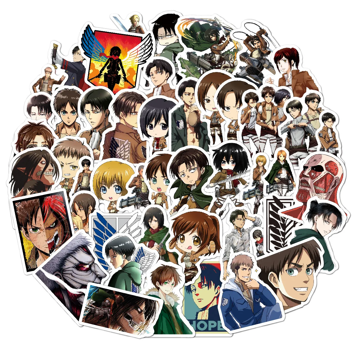 50pcs Naruto Anime Stickers Attack on Titan Hunter X Hunter Sticker bagagli Skateboard Laptop Anime figure Stikers Kid Toys