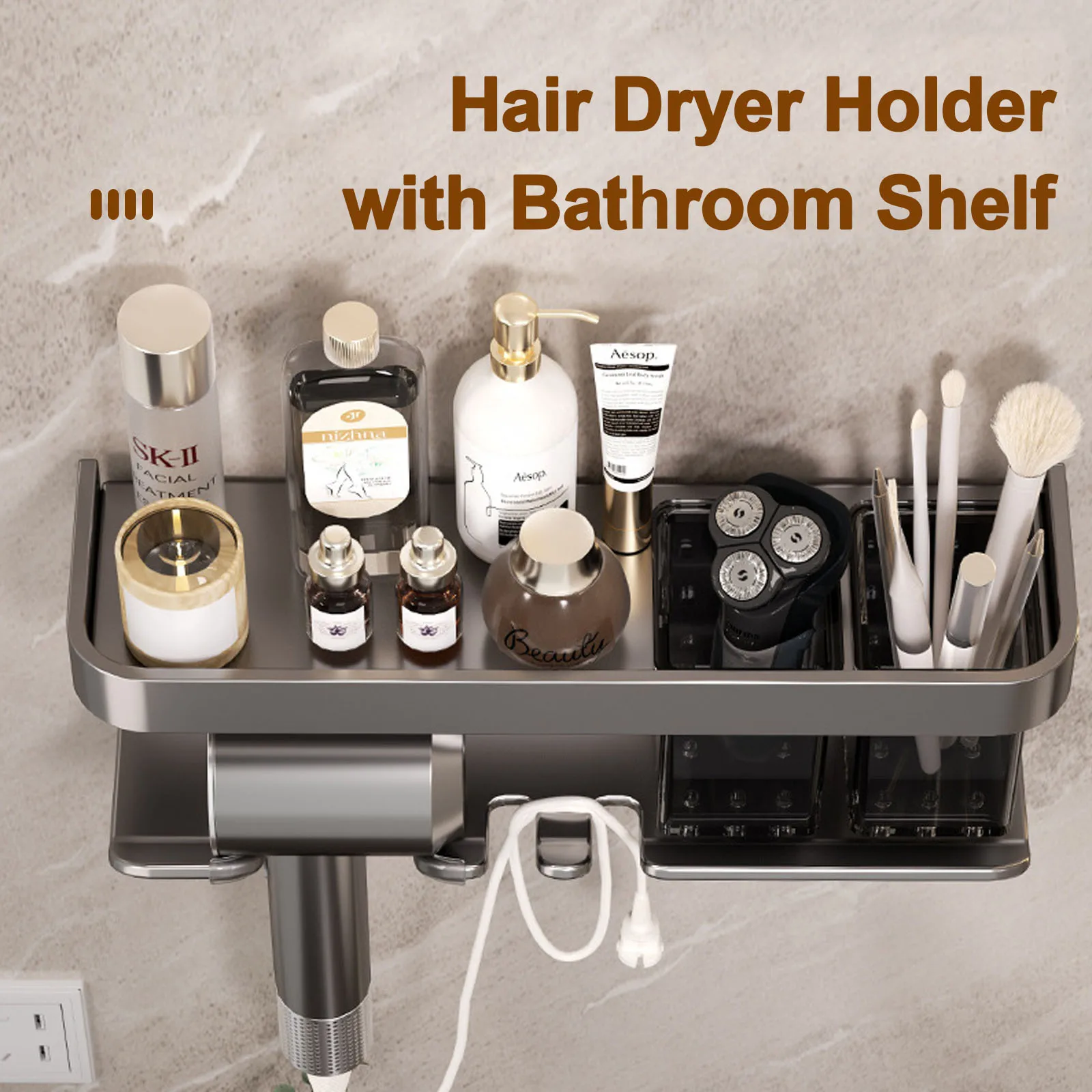 Hair Dryer Holder Wall Dryer Cradle Straightener Stand Hairdryer Organizer Box Toilet Blower Holder Shelf Bathroom Accessories