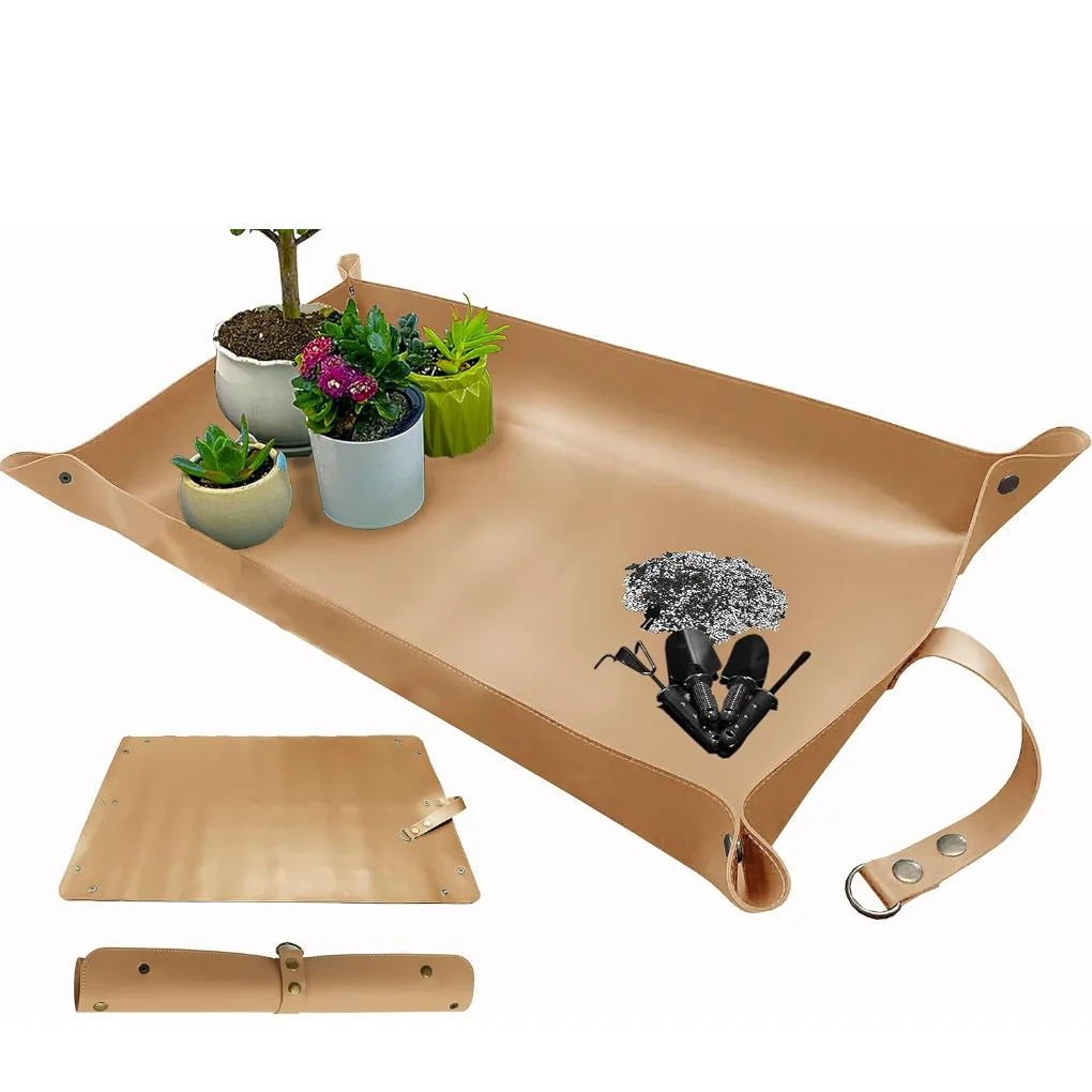 Leather Gardening Mat Soil Changing Mat Waterproof Potted Plant Transplanting Floor Mat Soil Tray