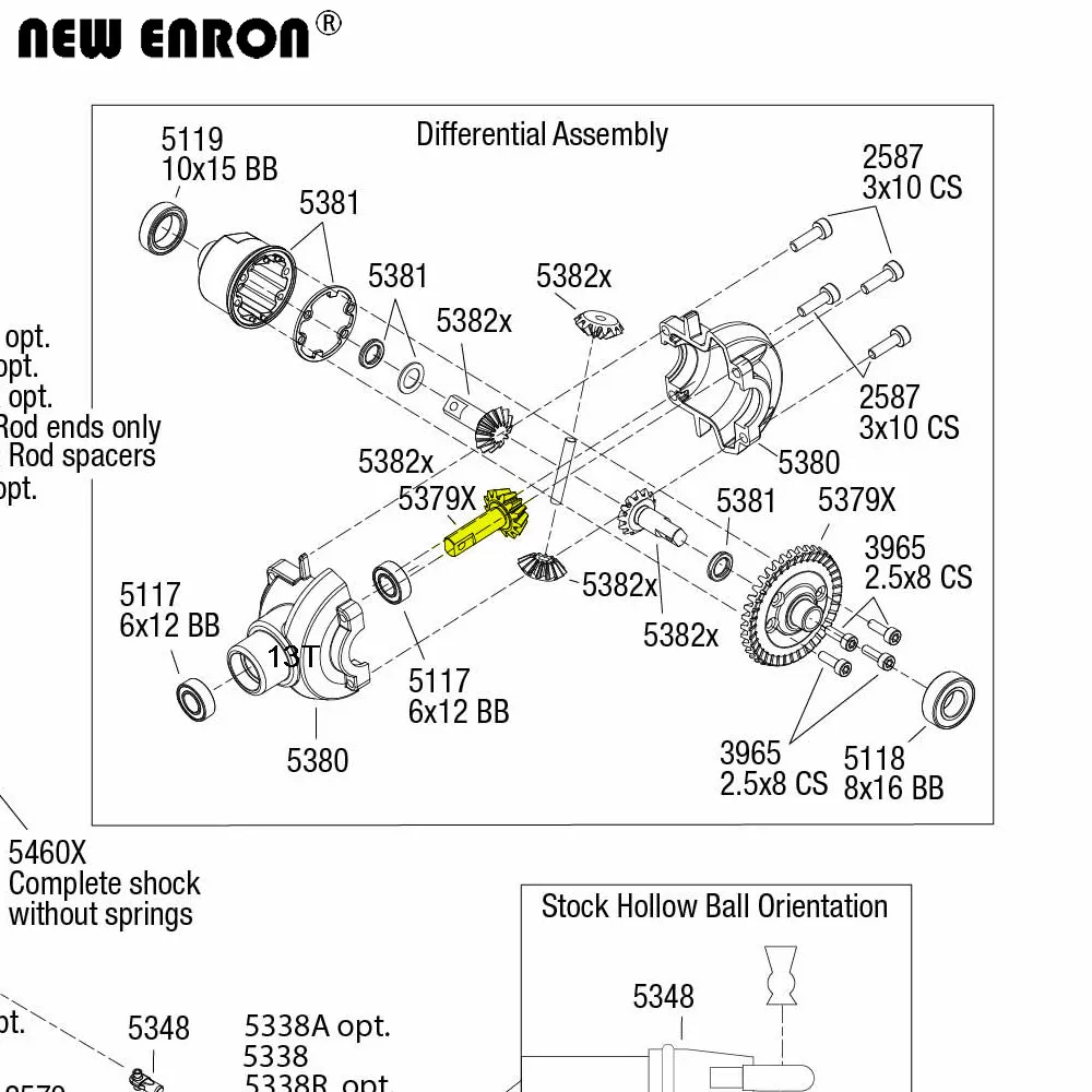 NEW ENRON #5379X Hard Steel Pinion Gear Differential for 1/10 Traxxas Revo Hoss Summit Slayer T-Maxx Slash Rustler Stampede XO-1