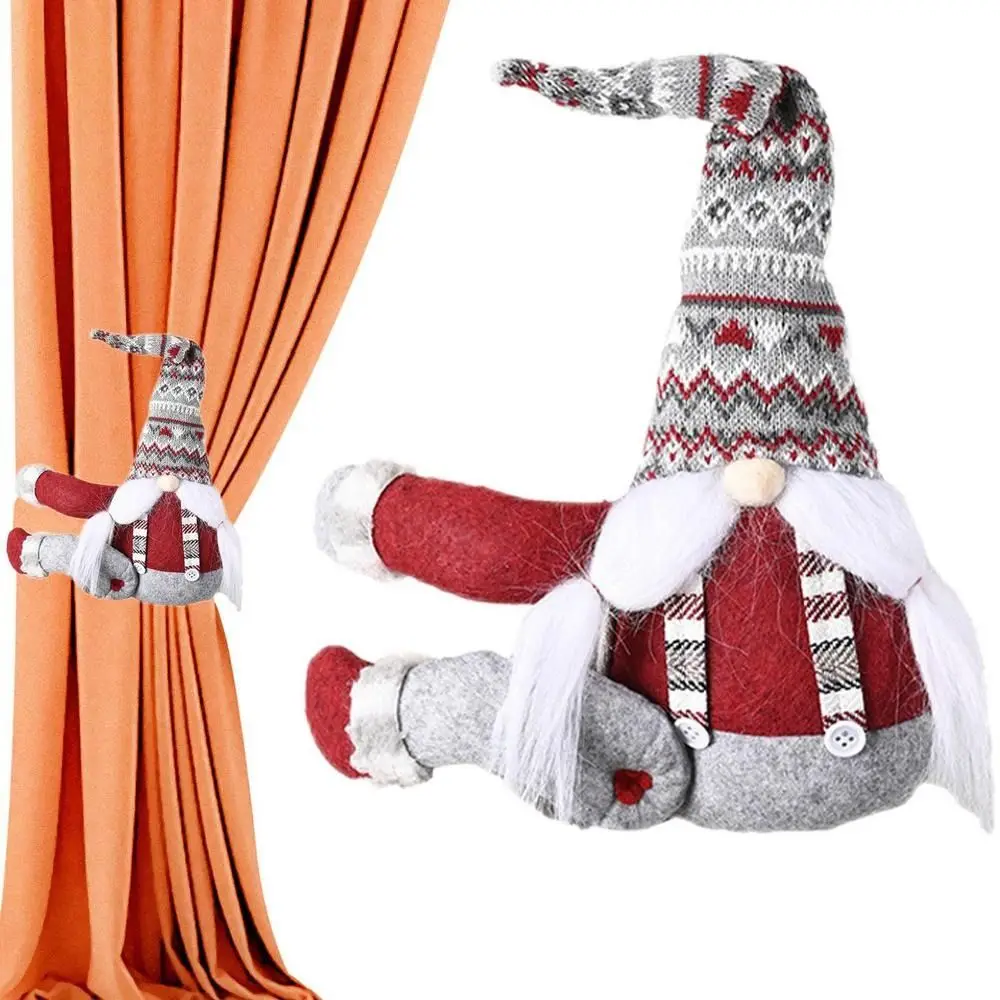 Reusable Christmas Curtain Tieback Cartoon Cute Forest Old Man Curtain Buckle Hanging Santa Curtain Fastener Christmas Gift