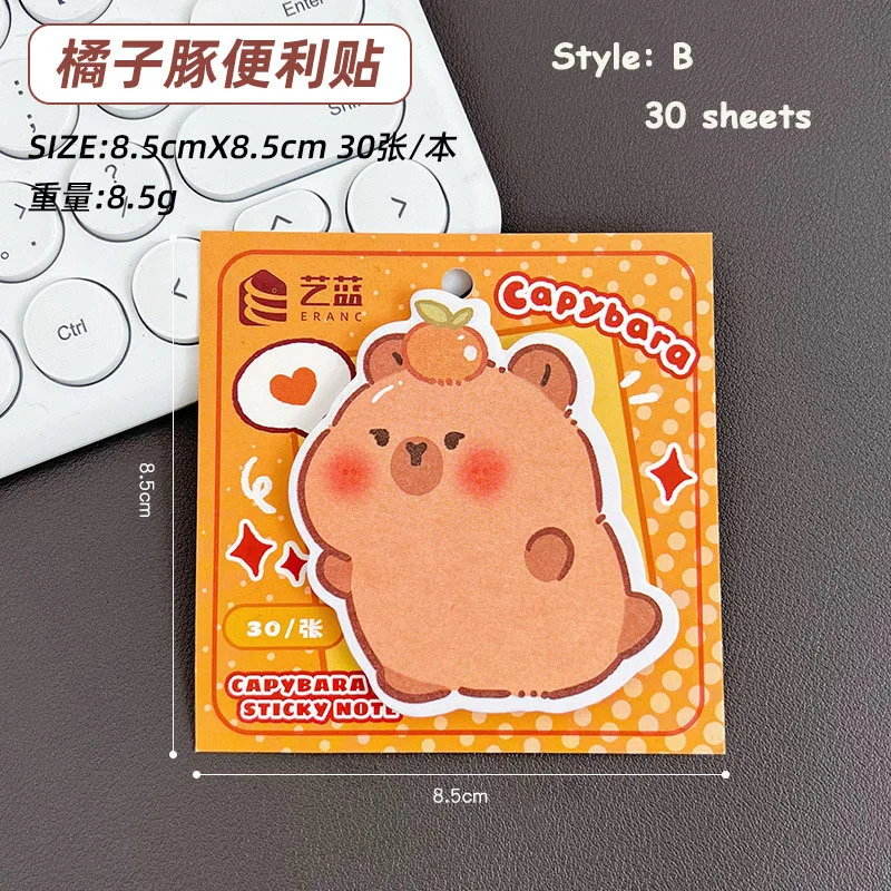 Imagem -06 - Capivara Kawaii Auto Adesivo Sticky Note Notebooks Engraçados dos Desenhos Animados Papelaria de Escritório Material Escolar Estética Pcs