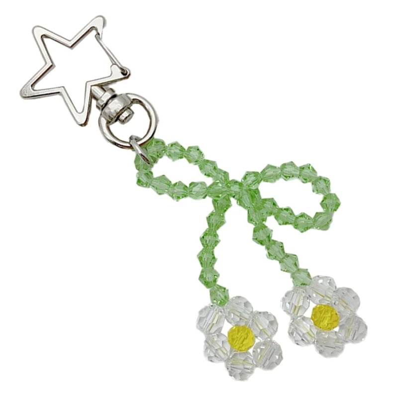 Flower Keychain Elegant Beads Holder Portable Keyrings Bag Pendant Suitable for Various Occasions