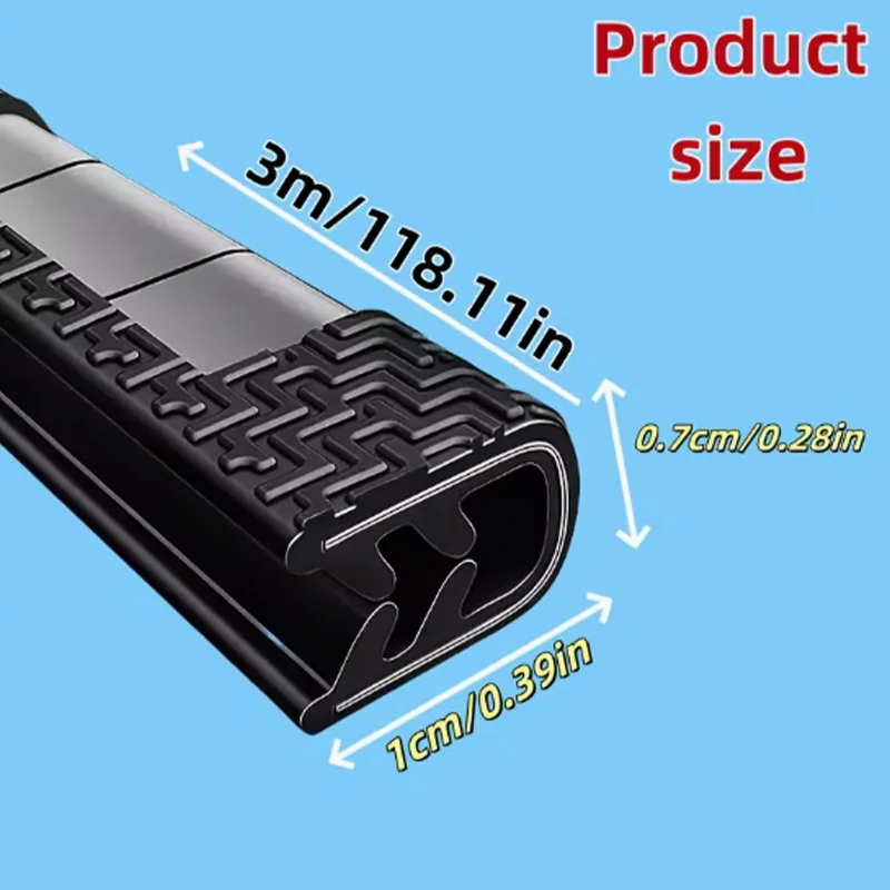 3m U Shape Rubber Seal Strip with Steel Core, Car Door Edge Protector Anti-Collision