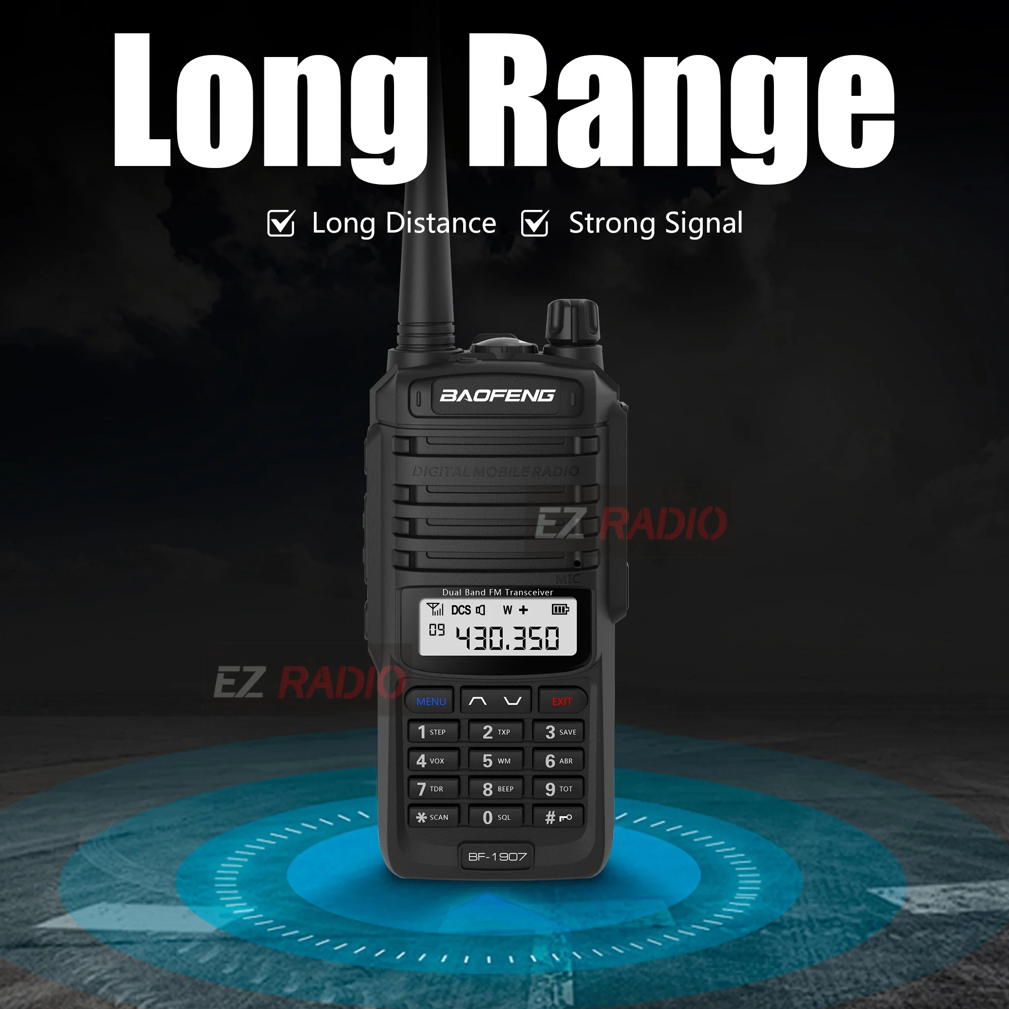 1/2 Paket BaoFeng BF-1907 Dual Band Walkie Talkie Tahan Air 10W Daya Tinggi UHF VHF Radio Genggam Dua Arah Jangkauan Jauh Untuk Berkemah