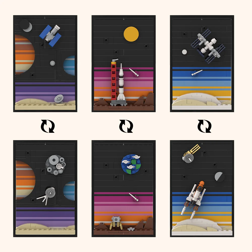 Gobricks MOC Tales of the Space Age 2 Bricks Model Cassini Probe orbiting Saturn Building block Painting Educational Toys Gift