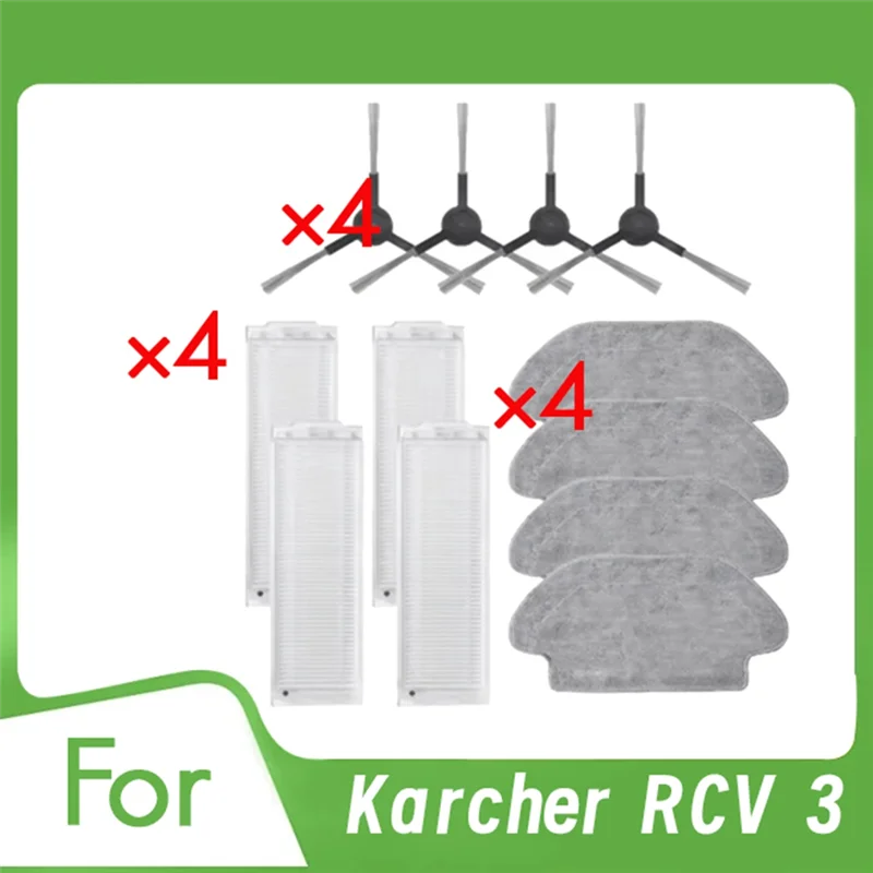 

BMBY-12 Pcs For Karcher RCV 3 Vacuum Cleaner Accessories Side Brush Mop Filter Ultra Durable Accessories