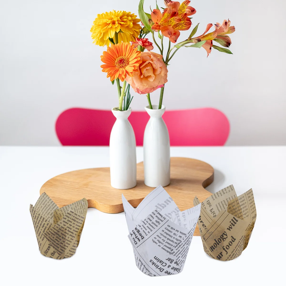 

150pcs Paper Disposable Cake Bread Cake Wrapper Holders For Party Shower Paper Package 100 Natural 50 White