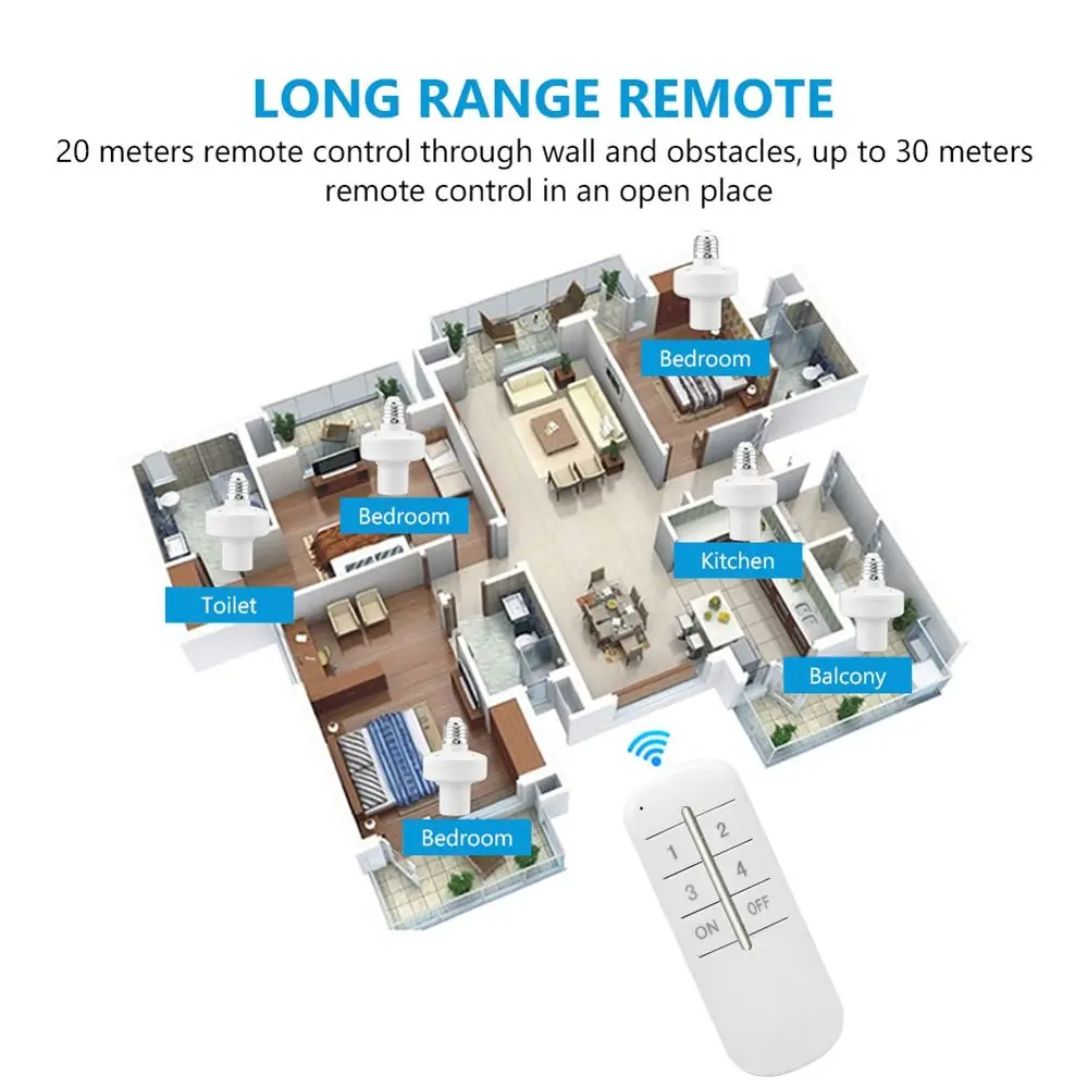 20 متر المدى تحكم عن بعد لمبة LED أضواء المقبس قواعد مصباح الطاقة حامل مصباح جهاز ذكي توقيت التبديل أضواء #3