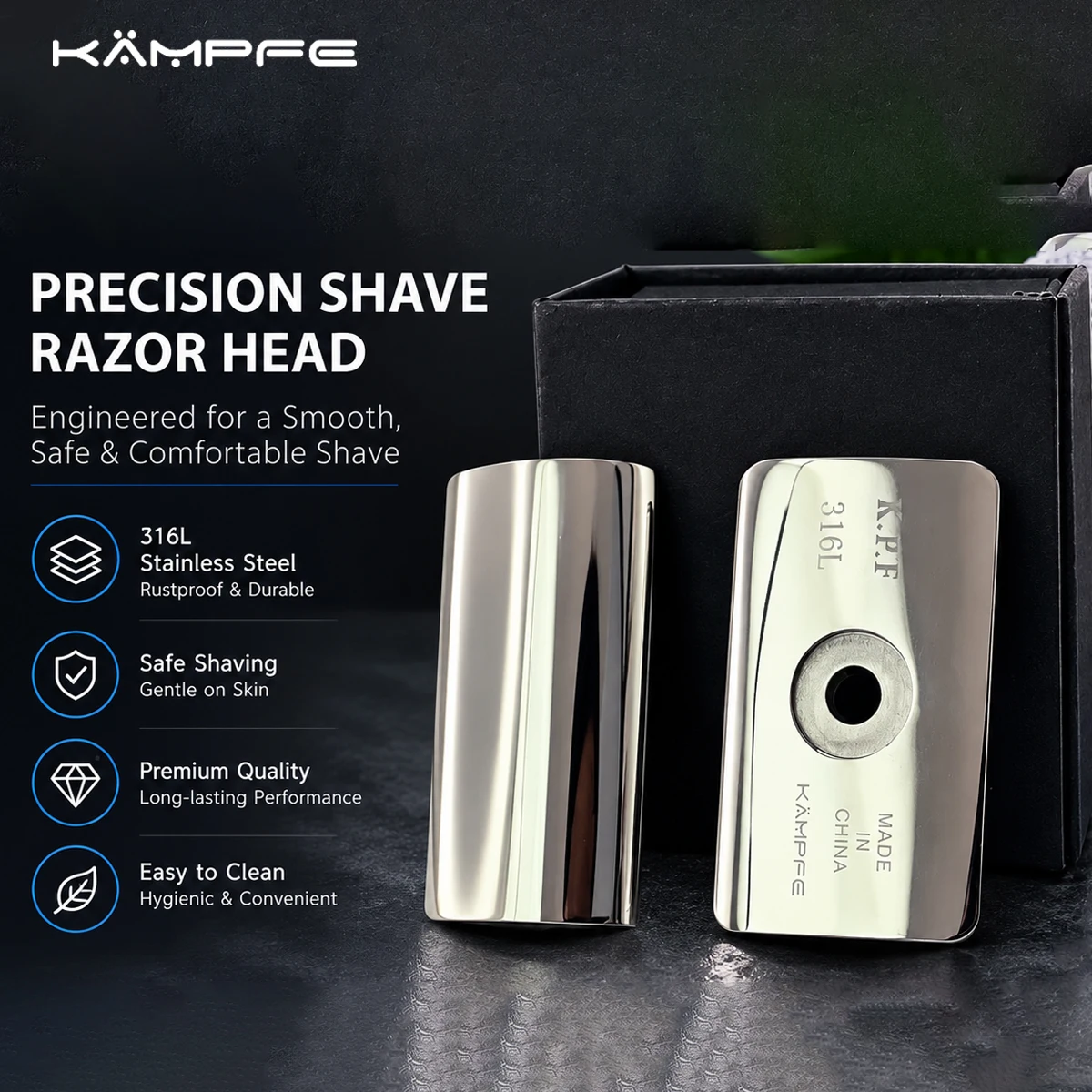 kampfe-cnc-machined-316l-stainless-steel-safety-razor-head-polished-manual-shaver-replacement-durable-wet-shaving-razor-head