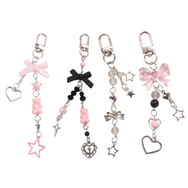 Heart Bowknot Pendant Keychain Bear Key Chain Multi-Functional Star Phone Chain