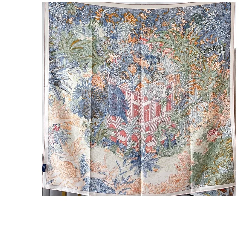 18mm 100% Silk Scaf Wraps Double Sided Printing Womens Fashion Elegant Silk Shawl Foulard 88x88cm