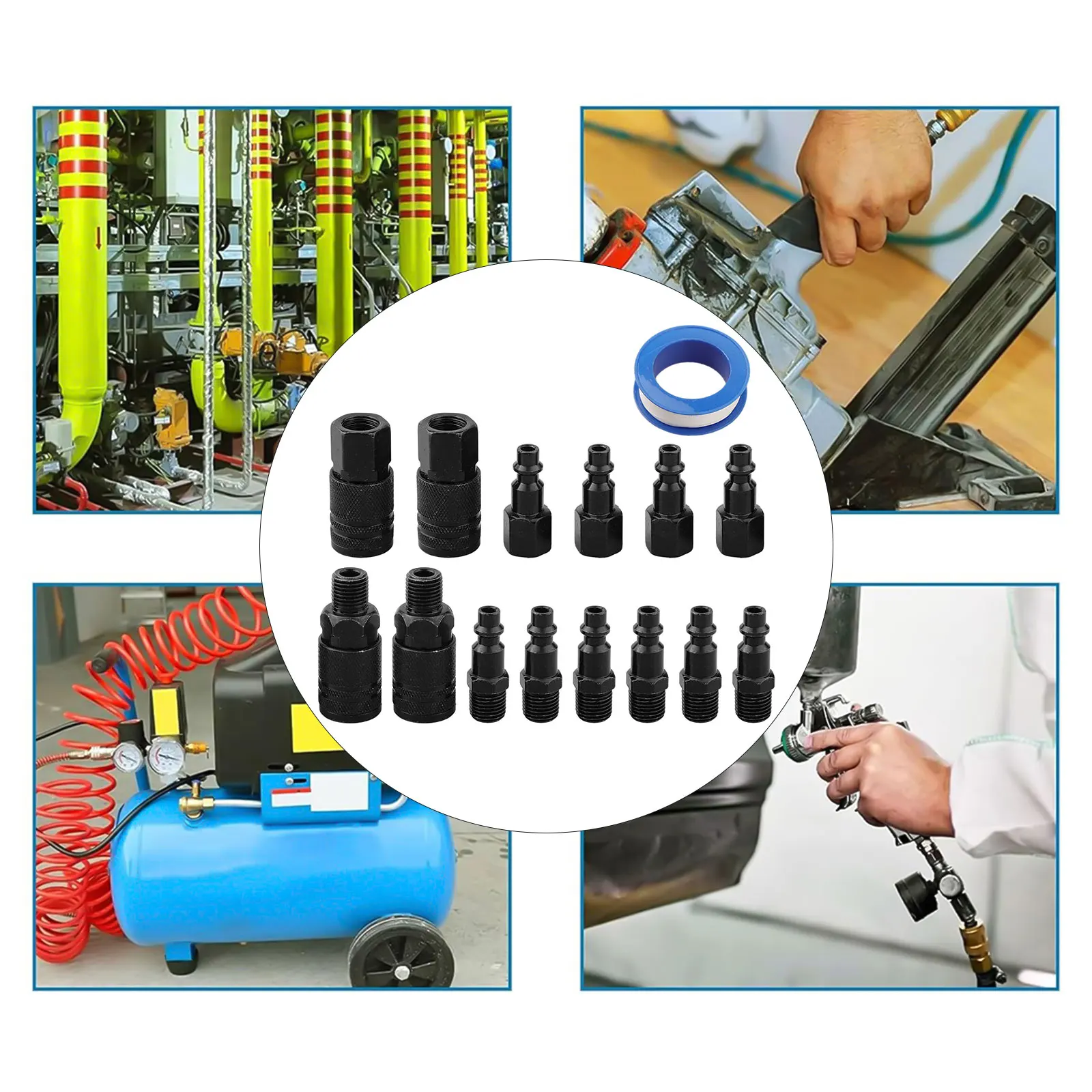 

15pcs Air Hose Fitting Kit Quick Connectors Pneumatic Connector For Air Tool Air Hose Connector Coupling Compressor Accessories