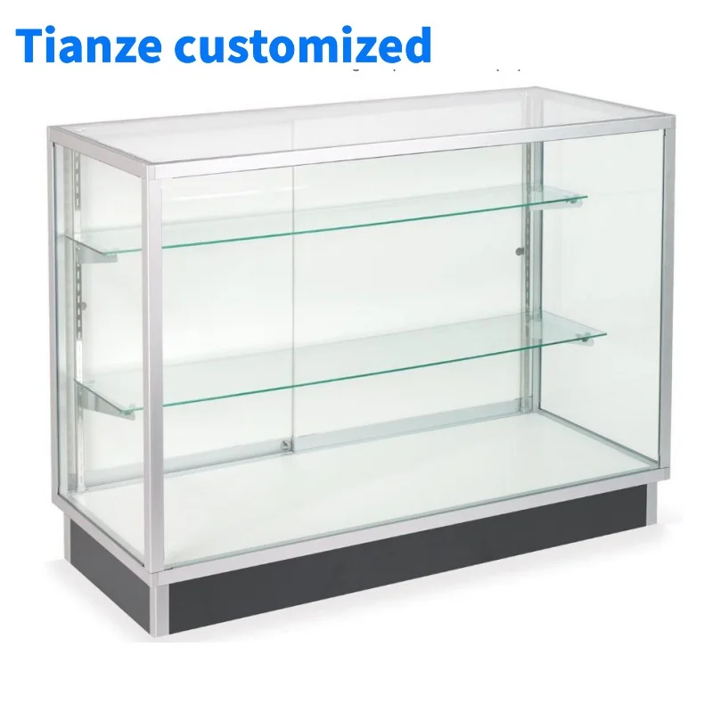 (customized)Smoke Shop Interior Design Tall Products Display Cases FullGlass Display Showcase Counter With LED L