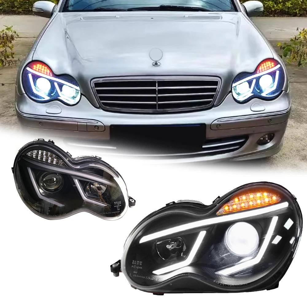 

Стайлинг фары для Mercedes W203 00-07 EMARK новый стиль светодиодные DRL автомобильные фары в сборе сигнал автоаксессуары модифицированная лампа